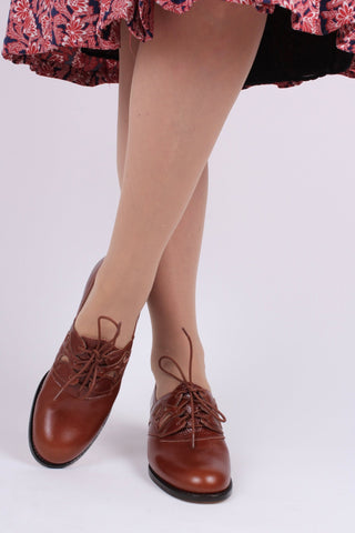 Everyday walking Oxford shoes 30s / 40s - Cognac Brown - Emily - memery