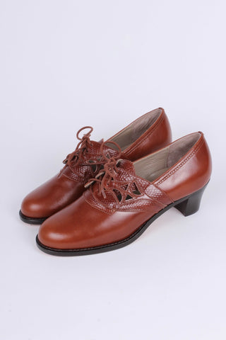 Everyday walking Oxford shoes 30s / 40s - Cognac Brown - Emily - memery
