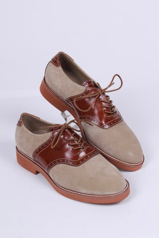 Men's 1950s style oxford saddle shoe - Cognac/Sand - Elliot - memery