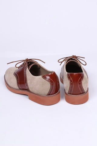 Men's 1950s style oxford saddle shoe - Cognac/Sand - Elliot - memery