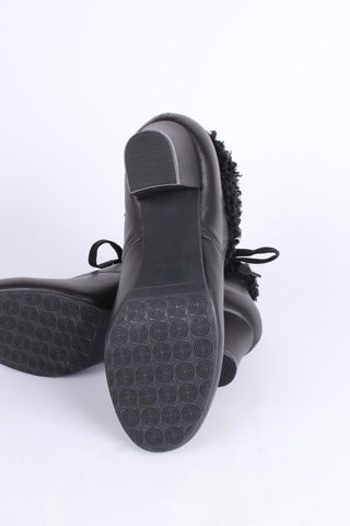 Soft 1940s /1950s style booties with fur - Black - Karin - memery