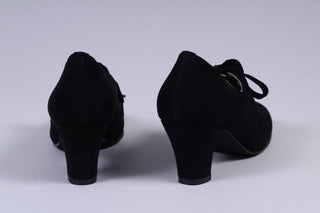 VEGAN shoes - 40s vintage style pumps with shoe lace - Black - Esther - memery