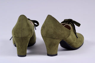 VEGAN shoes - 40s vintage style pumps with shoe lace - Green - Esther - memery