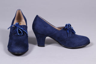 VEGAN shoes - 40s vintage style pumps with shoe lace - Navy Blue - Esther - memery
