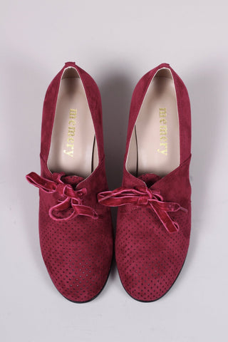 VEGAN shoes - 40s vintage style pumps with shoe lace - Red - Esther - memery