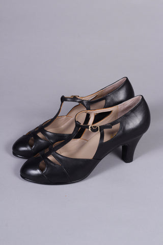 30s Art Deco inspired evening sandals - Black - Helen