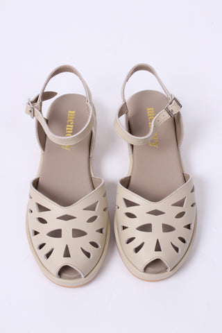 1940s / 50s style summer sandals /  wedges - Cream - Sidse