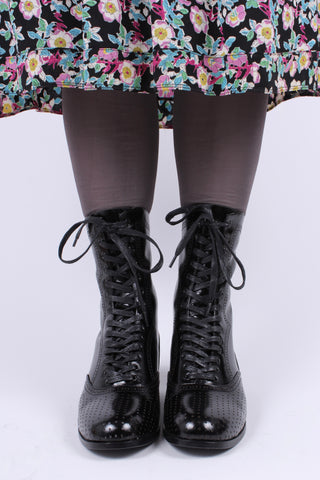 20s / 30s style everyday leather boot  - Black - Martha