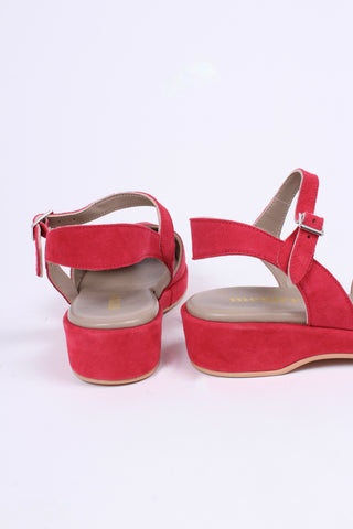 1940s / 50s style suede wedge - Red - Ella