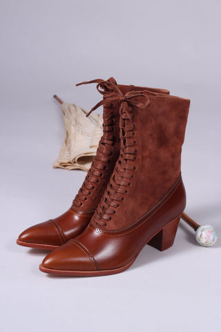 1900s Edwardian Style Boots - Brown - Victoria - memery