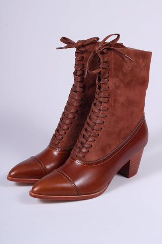 1900s Edwardian Style Boots - Brown - Victoria - memery