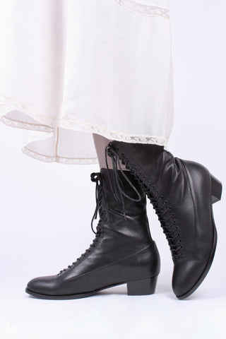 1910s Everyday Lace - up Boots - Black - Ruth - memery