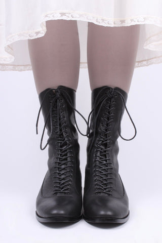 1910s Everyday Lace - up Boots - Black - Ruth - memery