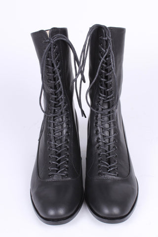 1910s Everyday Lace - up Boots - Black - Ruth - memery