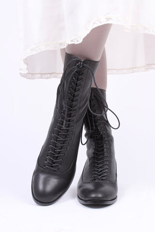 1910s Everyday Lace - up Boots - Black - Ruth - memery