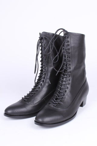 1910s Everyday Lace - up Boots - Black - Ruth - memery