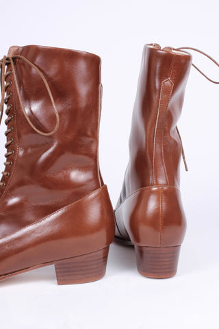 1910s Everyday Lace - up Boots - Cognac Brown - Ruth - memery