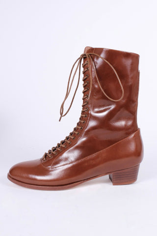 1910s Everyday Lace - up Boots - Cognac Brown - Ruth - memery