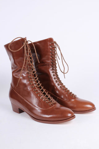 1910s Everyday Lace - up Boots - Cognac Brown - Ruth - memery