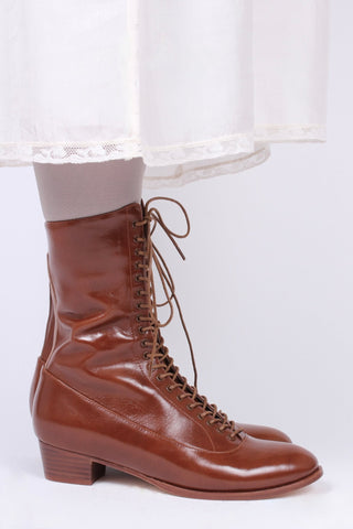 1910s Everyday Lace - up Boots - Cognac Brown - Ruth - memery