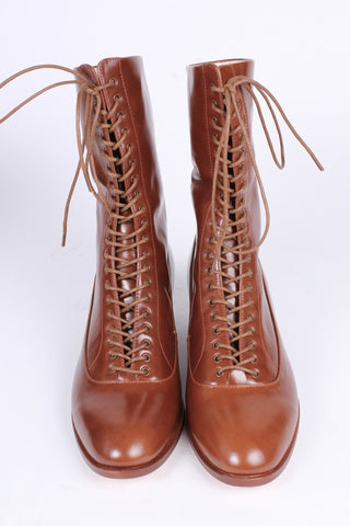 1910s Everyday Lace - up Boots - Cognac Brown - Ruth - memery