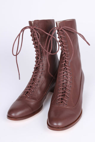 1910s Everyday Lace - up Boots - Dark Brown - Ruth - memery