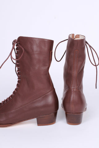 1910s Everyday Lace - up Boots - Dark Brown - Ruth - memery