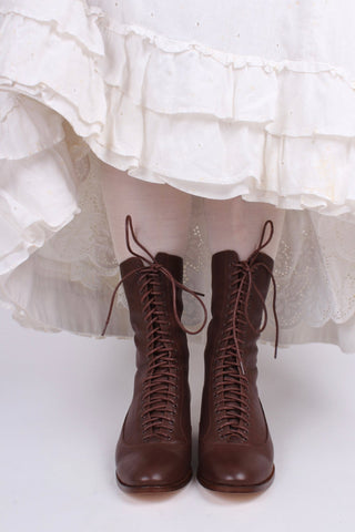 1910s Everyday Lace - up Boots - Dark Brown - Ruth - memery