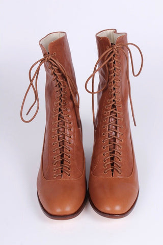 1910s Everyday Lace - up Boots - Light Brown - Ruth - memery