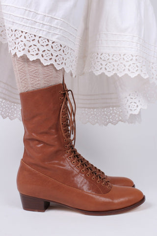 1910s Everyday Lace - up Boots - Light Brown - Ruth - memery