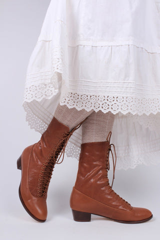 1910s Everyday Lace - up Boots - Light Brown - Ruth - memery