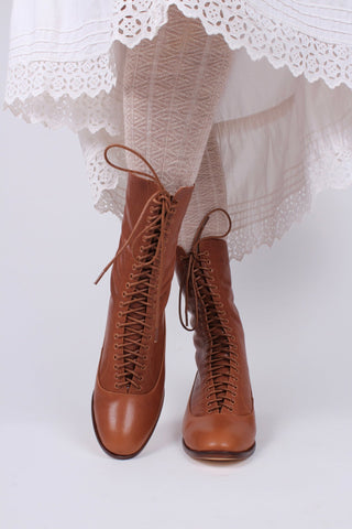 1910s Everyday Lace - up Boots - Light Brown - Ruth - memery