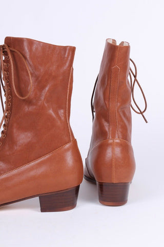 1910s Everyday Lace - up Boots - Light Brown - Ruth - memery