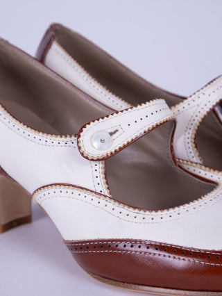 1920s Classic Everyday Pumps - Cream - Frances - memery