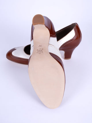 1920s Classic Everyday Pumps - Cream - Frances - memery