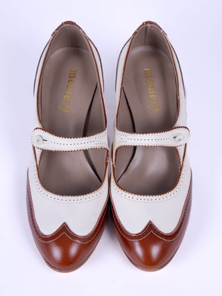 1920s Classic Everyday Pumps - Cream - Frances - memery