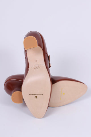 1920's inspired Mary Jane pumps - Cognac brown - Yvonne - memery