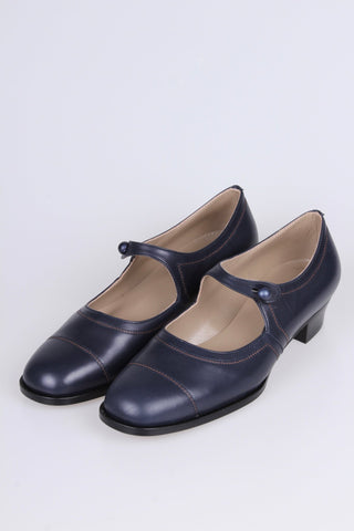 1920s Mary Jane everyday shoe - Navy Blue - Ruby - memery