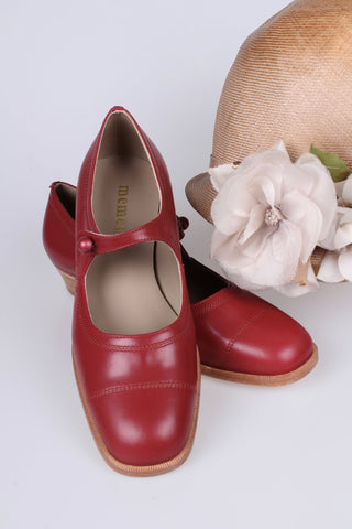 1920s Mary Jane everyday shoe - Red - Ruby - memery