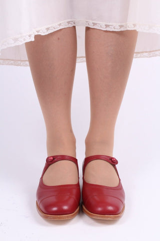 1920s Mary Jane everyday shoe - Red - Ruby - memery