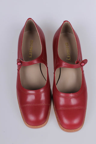 1920s Mary Jane everyday shoe - Red - Ruby - memery