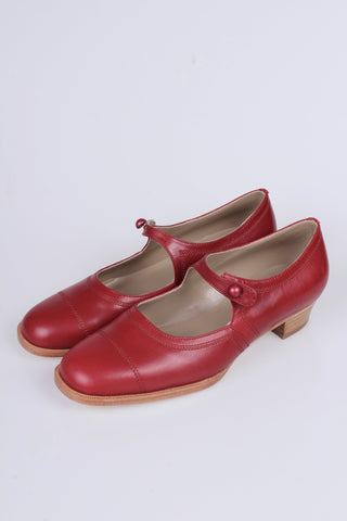 1920s Mary Jane everyday shoe - Red - Ruby - memery