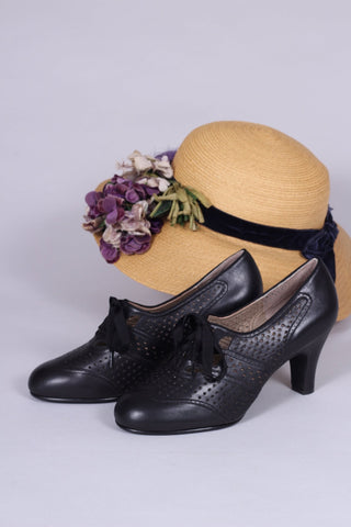 1930s everyday oxford high heel shoes, black, Marie - memery