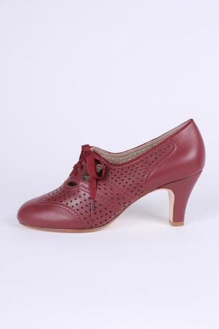 1930s everyday oxford high heel shoes - Brown Red - Marie - memery