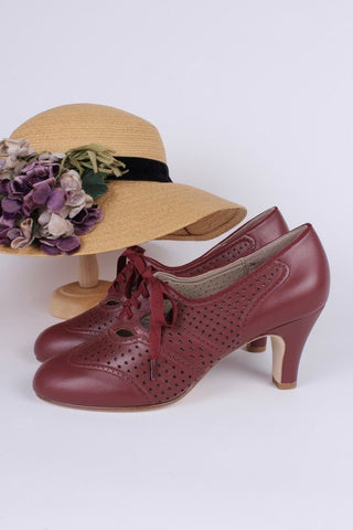 1930s everyday oxford high heel shoes - Brown Red - Marie - memery