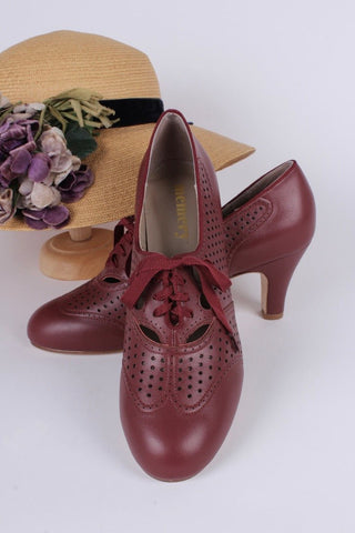 1930s everyday oxford high heel shoes - Brown Red - Marie - memery