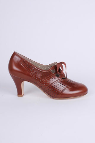 1930s everyday oxford high heel shoes - Cognac brown - Marie - memery