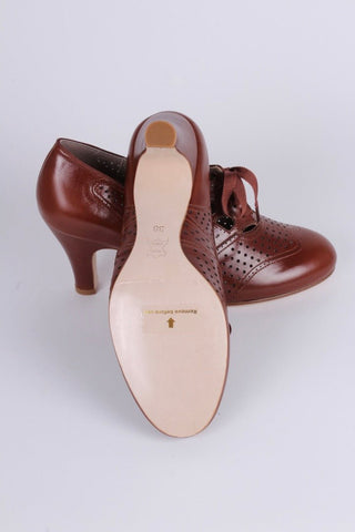 1930s everyday oxford high heel shoes - Cognac brown - Marie - memery