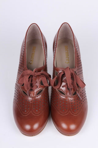 1930s everyday oxford high heel shoes - Cognac brown - Marie - memery