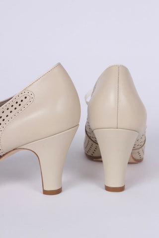 1930s everyday oxford high heel shoes - Cream - Marie - memery